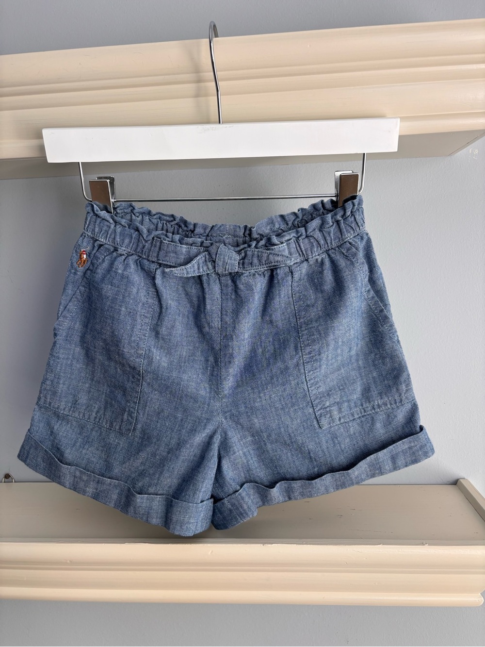 Polo by Ralph Lauren Blue Chambray Paperbag Waist Shorts